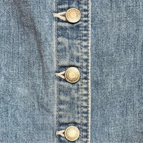 Vintage 90s GAP Denim Button Front Dress Cotton A-Line - Picture 5 of 7